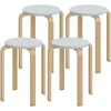Image de HOMCOM Lot de 4 Tabourets Ronds Empilables en Bois Gris, Ø40x45 cm