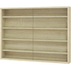 Image de HOMCOM Vitrine à 5 Étagères Ajustables en Bois avec Portes en Verre, 80x9.5x60 cm, Bois Naturel