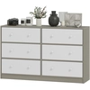 Image de HOMCOM Commode 6 Tiroirs Pliables avec Poignées Doubles, en Bois, Acier et Tissu, 114x30x70 cm, Blanc et Gris