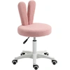 Image de HOMCOM Chaise de Bureau à Oreilles de Lapin avec Hauteur Réglable et Revêtement en Peluche Teddy Rose, 53x53x70-84 cm