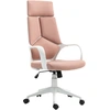Image de HOMCOM Chaise de Bureau en Tissu avec Balançoire, Hauteur Réglable et Assise Pivotante, 63x63x117-127 cm, Rose