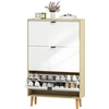 Image de HOMCOM Meuble à Chaussures Moderne Slim avec 3 Tiroirs Basculants pour 24 Paires de Chaussures, 80x24x127 cm, Blanc