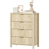 Image de HOMCOM Commode avec 4 Tiroirs Rainurés et Poignées Dorées, 70x38x93 cm, Bois Naturel