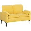 Image de HOMCOM Canapé 2 Places Moderne avec Coussins et Revêtement en Tissu Éponge, 130x77x84 cm, Jaune