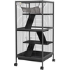 Image de PawHut Cage pour Cochons d'Inde et Chinchillas en Acier avec 3 Niveaux, Roues et Plateau Amovible, Gris