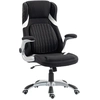 Image de Vinsetto Chaise de Bureau Ergonomique en Tissu Effet Lin avec Support Lombaire, Hauteur Réglable, Bascule, Noir