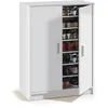 Image de Meuble a chaussures armoire BASIC - 2 portes + 6 étageres - Mélaminé blanc - 30 paires - L75 x P36 x H101 cm