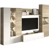 Image de ESSENCIAL Meuble TV avec LED classique blanc brillant et décor chene - L 260 cm