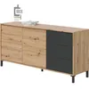 Image de Buffet 2 portes 3 tiroirs - Panneaux de particules mélaminé - Chene et noir - BROOKLYN L 154 cm x P 41 cm x H 74 cm