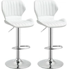 Image de HOMCOM Lot de 2 tabourets de bar 47x51,5x91,5x91,5-113,5 cm blanc