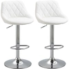 Image de HOMCOM Jeu de 2 tabourets de bar pivotants à hauteur réglable 51,5x48x83-104 cm blanc