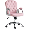 Image de Vinsetto Chaise de Bureau en Velours avec Hauteur Ajustable Reposabrazos et Décorations en Diamants 59,5x60,5x93-103 cm Rose