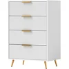 Image de HOMCOM Commode de Chambre Moderne avec 4 Tiroirs Façades Ondulées Anti-renversement 60x40x90 cm Blanc