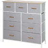 Image de HOMCOM Commode Moderne avec 9 Tiroirs en Tissu et Design Élégant pour Chambre Salon ou Entrée 100x30x99 cm Gris