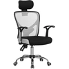 Image de Vinsetto Chaise de Bureau Pivotante avec Hauteur Ajustable Dossier Inclinable Appuie-Tête Réglable et Support Lombar Gris