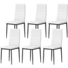 Image de HOMCOM Pack de 6 chaises de salle à manger modernes tapissées en lin synthétique avec dossier haut et pieds en métal 41x50x97 cm blanc