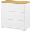 Image de HOMCOM Commode avec 3 Tiroirs Commode Chambre sans Poignées Coiffeuse pour Salon Bureau Style Moderne 70x37x75 cm Blanc