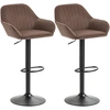 Image de HOMCOM Ensemble de 2 Tabourets de Bar Giratoires Hauteur Réglable 87-107 cm Tapissé en Velours Dossier et Repose-Pieds Marron