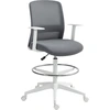 Image de HOMCOM Chaise de Dessin Pivotante en Maille avec Repose-Pieds Support Lombaire Dossier et Hauteur Ajustable 61,5x57,5x107-121 cm Gris