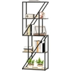 Image de HOMCOM Étagère de 5 Niveaux Estantería pour Livres Industrial avec Étagères Ouvertes et Cadre en Acier 60x30x165 cm Chêne
