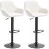 Image de HOMCOM Lot de 2 Tabourets de Bar Pivotants Hauteur Réglable 87-107 cm Revêtement en Velours Dossier et Repose-pieds Crème