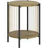 Image de HOMCOM Table d'Appoint Ronde à 2 Niveaux avec Étagère et Structure en Acier pour Salon Chambre 43,5x43,5x51 cm Bois Naturel