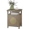 Image de HOMCOM Table de Nuit avec Porte en Rotin Table de Nuit avec Étagère Ouverte et Compartiment 40x35x55 cm Bois Naturel