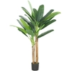 Image de HOMCOM Arbre bananier artificiel 150 cm plante artificielle décorative avec pot et 2 troncs pour maison bureau salon vert