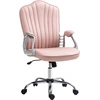 Image de HOMCOM Chaise de Bureau Pivotante avec Accoudoirs Réglable en Hauteur Dossier Courbé Fonction Basculement Rose