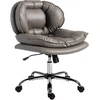 Image de HOMCOM Chaise de Bureau Piernas Cruzadas avec Siège Large Roues Hauteur Ajustable Double Rembourrage Fonction Pivotante Gris