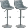 Image de HOMCOM Lot de 2 Tabourets de Bar avec Hauteur Ajustable Dossier Siège en Similicuir Structure en Acier et Repose-Pieds Gris