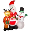 Image de Outsunny Père Noël Gonflable 150 cm avec Renne et Bonhomme de neige Lumières LED et Gonfleur Électrique pour Jardin Extérieur Pelouse