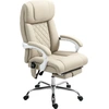 Image de HOMCOM Fauteuil de Bureau de Massage avec Dossier Haut Inclinable avec Chaleur Lombaire Repose-Pieds et Roues 66x70x112-120 cm Beige