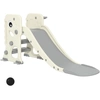 Image de AIYAPLAY Toboggan Infantil avec Design de Dinosaure Panier et Escalier pour Enfants de 2-5 ans pour l'Intérieur 146x52x65 cm Crème