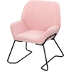 Image de HOMCOM Fauteuil de Salon avec Siège Large et Rembourré Revêtement en Velours Pieds en Métal Fauteuil pour Salon Rose