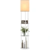 Image de HOMCOM Lampadaire avec étagères 3 températures de couleur télécommande pour salon chambre bureau blanc