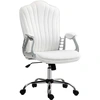 Image de HOMCOM Chaise de Bureau Pivotante avec Accoudoirs Réglables en Hauteur Dossier Courbé Fonction de Bascule Blanc