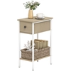 Image de HOMCOM Table d'Appoint Étroite avec Tiroir Étagère Ouverte et Structure Métallique pour Salon Chambre 25x39,8x58,2 cm Naturel