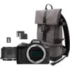 Image de Appareil photo hybride Canon EOS R50, noir + objectif RF-S 18-45mm F4.5-6.3 IS STM + sac à dos + carte SD + batterie supplémentaire