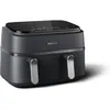 Image de Friteuse sans huile - PHILIPS - NA351/00 - Airfryer Série 3000 double panier 9L - 8 préréglages - 2750W - Noir/Argent