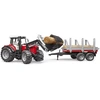 Image de Bruder 02046 Massey Ferguson avec chargeur frontal et avec remorque à arbres avec troncs des arbres - Bruder 2046 - 02046 Bruder