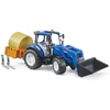 Image de Bruder 02187 Tracteur New Holland T5.120 avec chargeur frontal, plateforme de chargement, fourches à balles de foin et à palettes - Bruder 2187 - 02187 Bruder