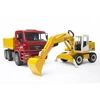 Image de Bruder 02751 camion MAN TGA basculement voiture avec machine a creuser - Bruder 2751 - 02751 Bruder