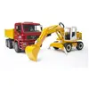 Image de Jeux de voiture - TGA camion de chantier et pelleteuse Liebherr Bruder TU