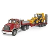 Image de Bruder 02813 camion MACK-Granite surbaissé avec JCB - Bruder 2813 - 02813 Bruder