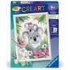 Image de Kit Peinture par Nombres Ravensburger 18x24 cm Maman Koala et Bébé avec Cadre Pailleté