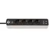 Image de Brennenstuhl Multiprise Ecolor avec fonction de charge USB 4 prises Blanc/Noir 1,5 m