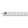 Image de Brennenstuhl Multiprise Bremounta avec fonction de charge USB 5 prises Blanc 3 m