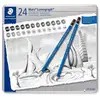 Image de Staedtler Mars Lumograph - Boîte Métallique avec 24 Crayons de Dessin Premium