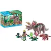 Image de Figurine triceratops +bebe et exploratr Playmobil 18,7x9,2x24,8 cm